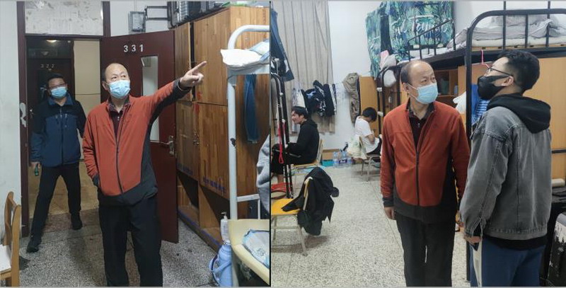 汽车学院值班老师检查宿舍